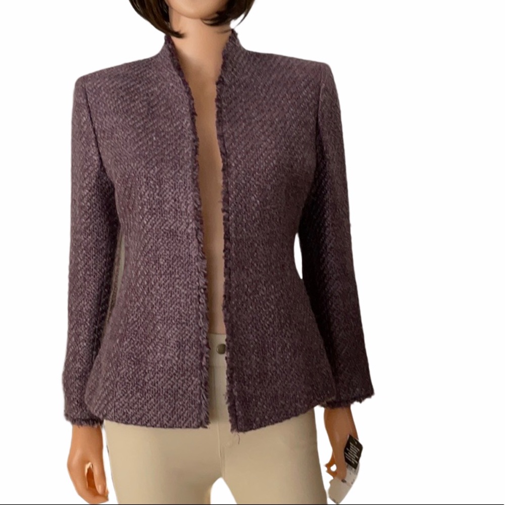 NWT Vintage Kasper purple woven open blazer